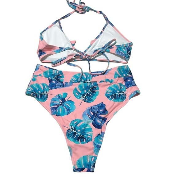 Cupshe Tropical Ruffle Halter High-Waisted Bikini Size XL NWT - Picture 6 of 11